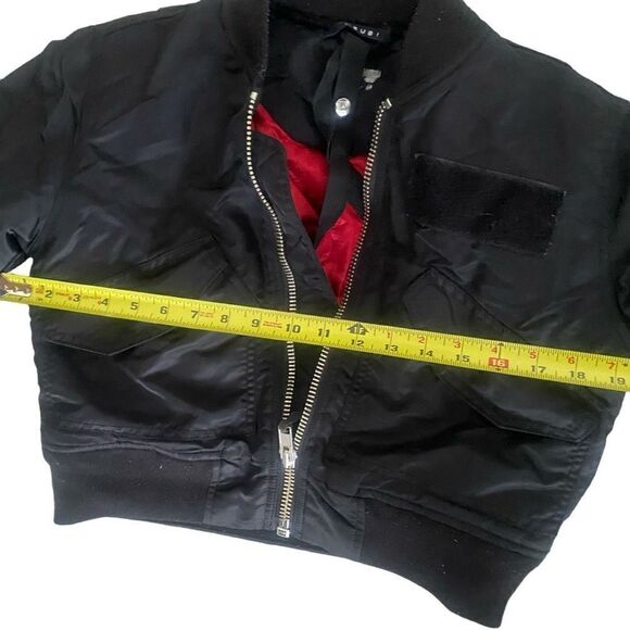 KSUBI Ski Jacket Women's Small (size tag missing) Black Crop Red Interior Zipper - Picture 6 of 14
